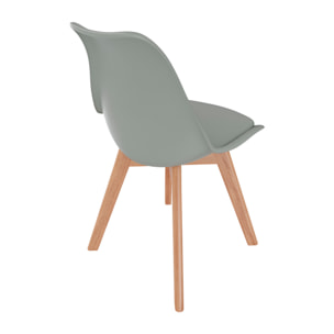 Set Di 4 Sedie Per Sala Da Pranzo Ufficio Con Gambe Faggio Legno Massello Massiccio Stile Nordico Scandinavo Seduta Imbottita Soggiorno Sala Grigio