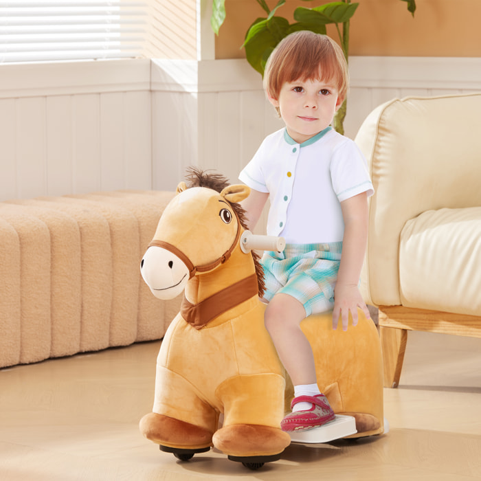 Caballo Eléctrico para Niños de 18 a 36 Meses Caballo de Juguete Eléctrico con Batería 6V Ruedas y Música Carga 25 kg 69x34x53 cm Marrón