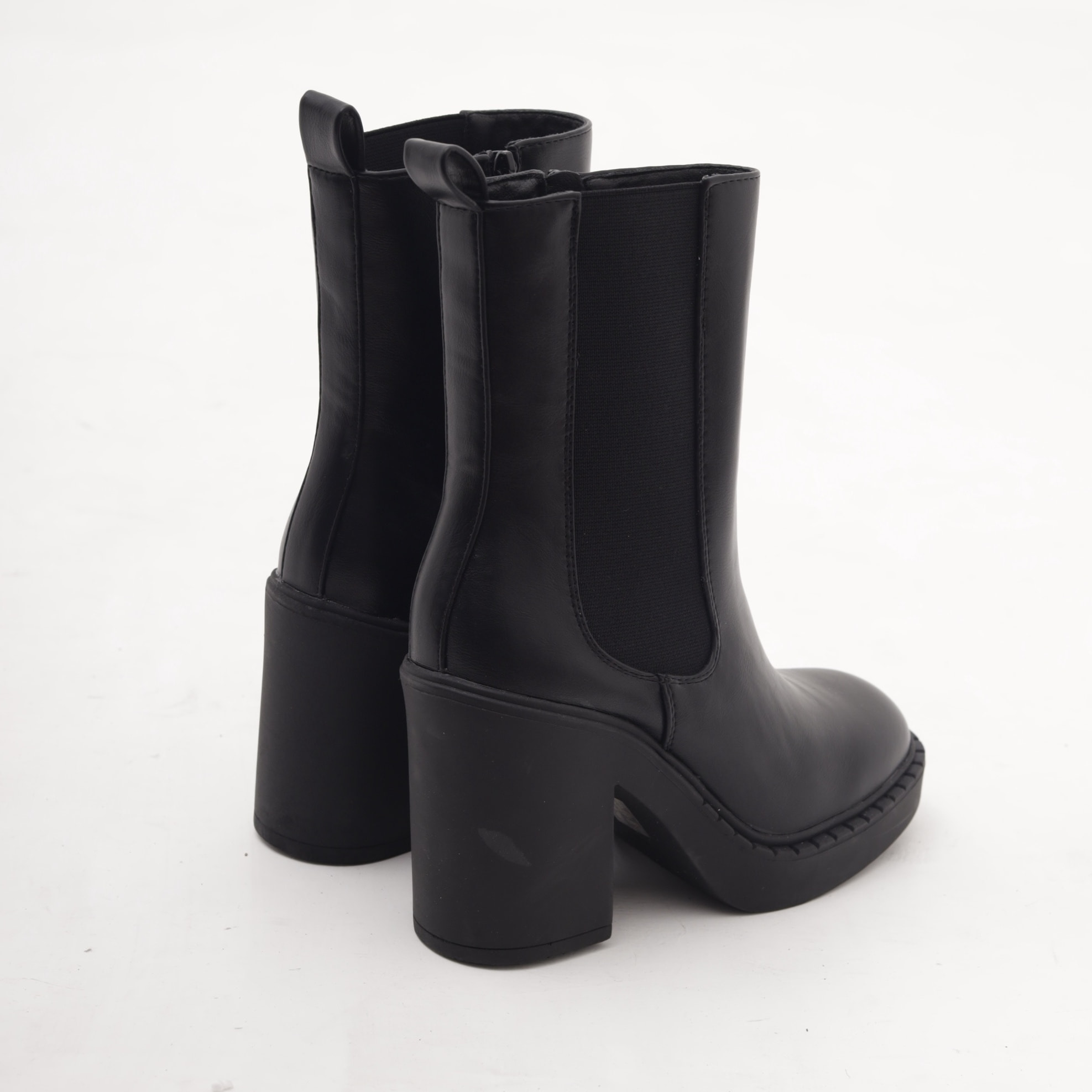 STIVALETTO ELASTICO ZIP TACCO NERO