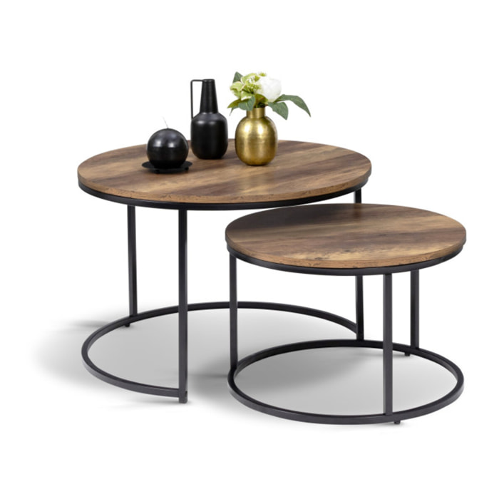 Table basses rondes gigognes Eliza - lot de 2