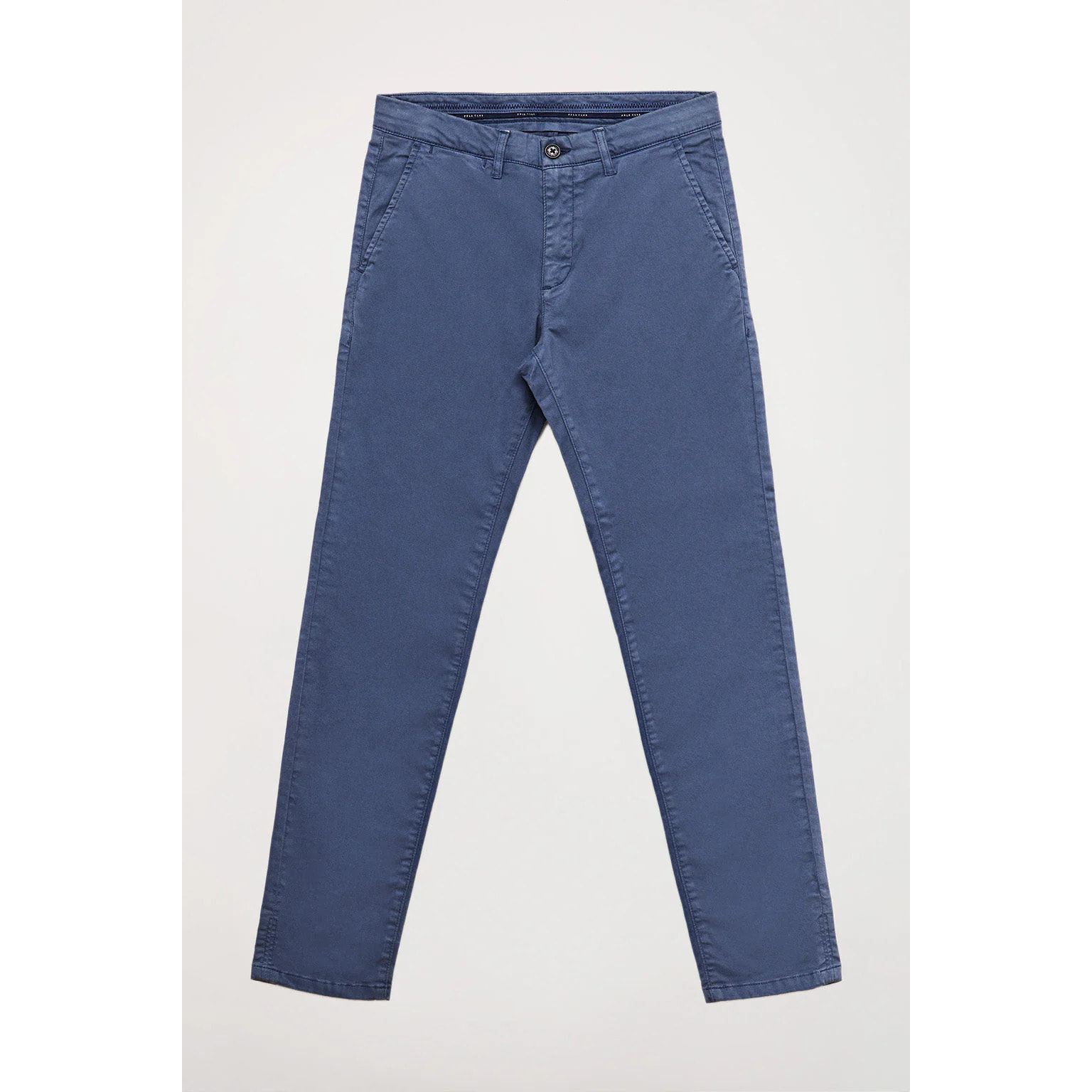 Pantalón chino azul denim de algodón elástico con detalles Polo Club