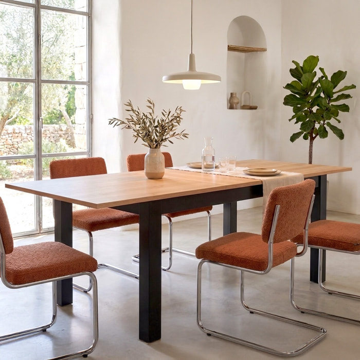 Table à manger extensible effet bois 6/8 personnes - LEXI