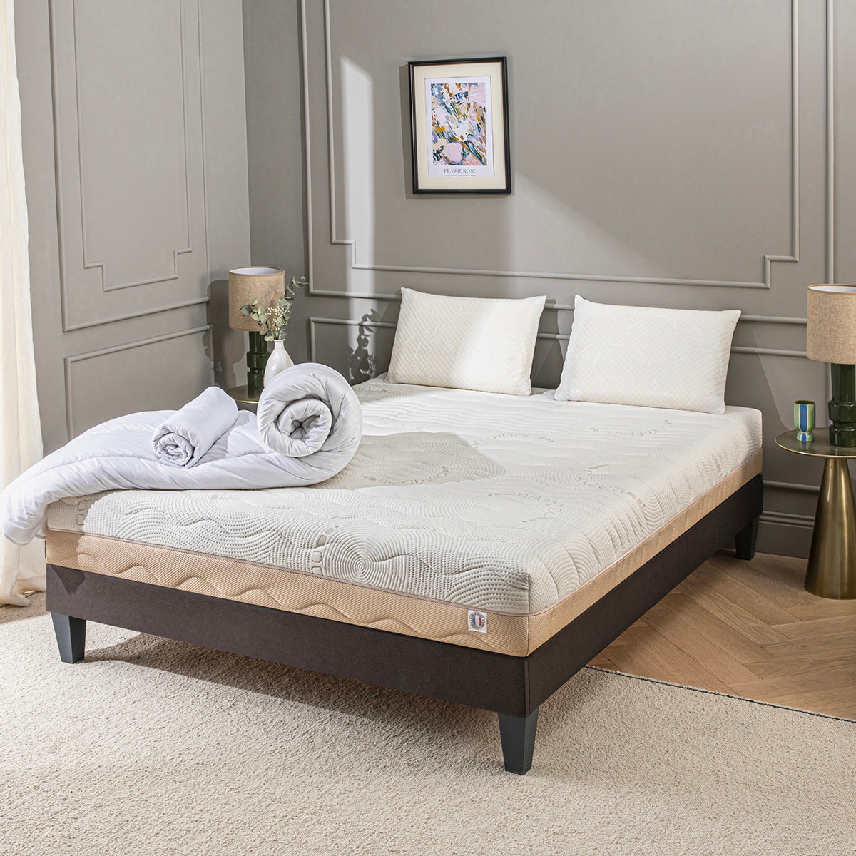 Ensemble Matelas Châtelet & Sommier KIT15, 24 cm, Mémoire de Forme Haute Densité, Soutien Ferme