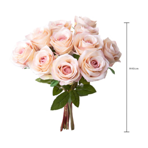 Mazzo Rose Per 9 40 Cm - Pezzi 4 - 15X40X15cm - Colore: Bianco - Bianchi Dino - Fiori Artificiali