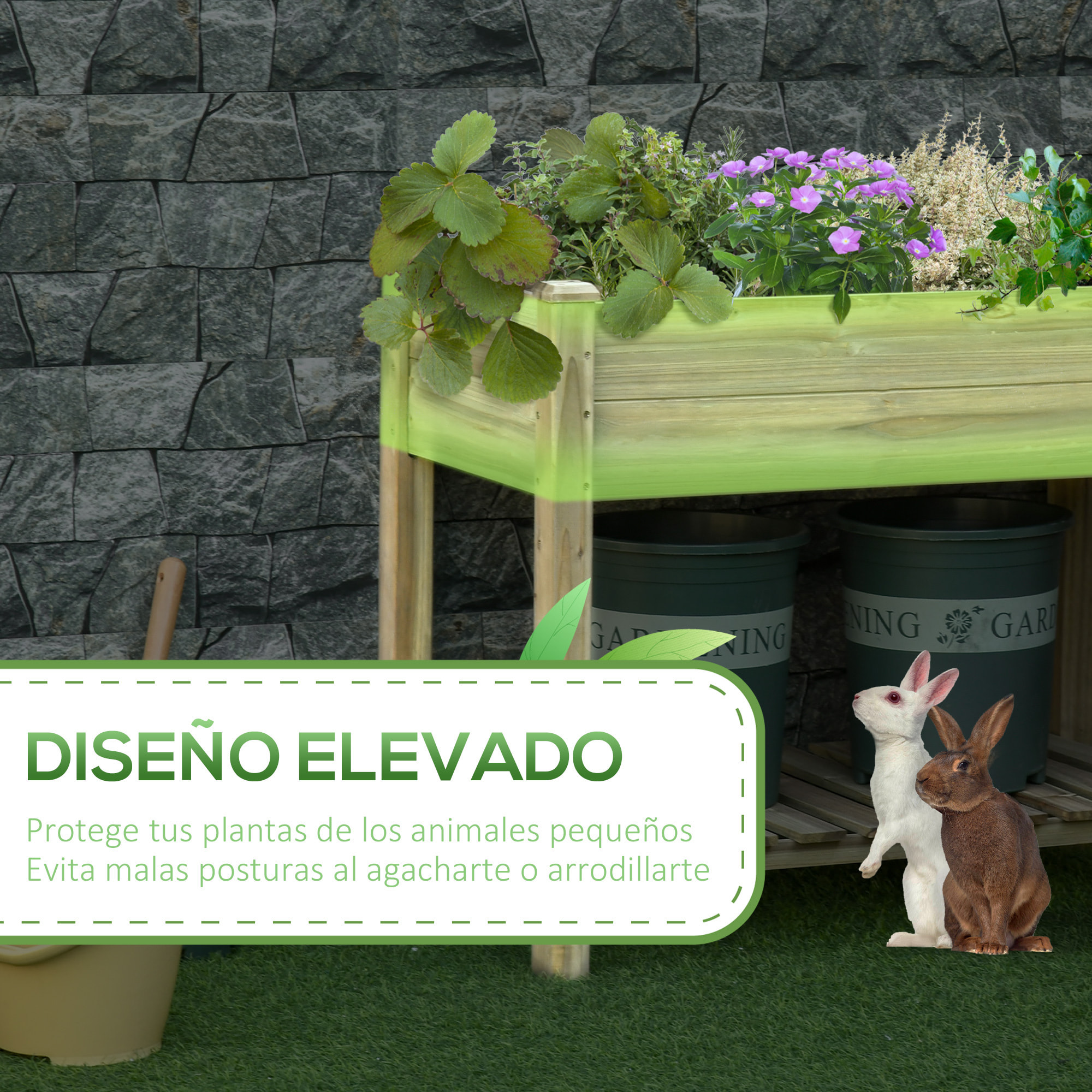 Huerto Urbano de Madera con Estante 91x51x76 cm para Cultivo de Plantas Flores