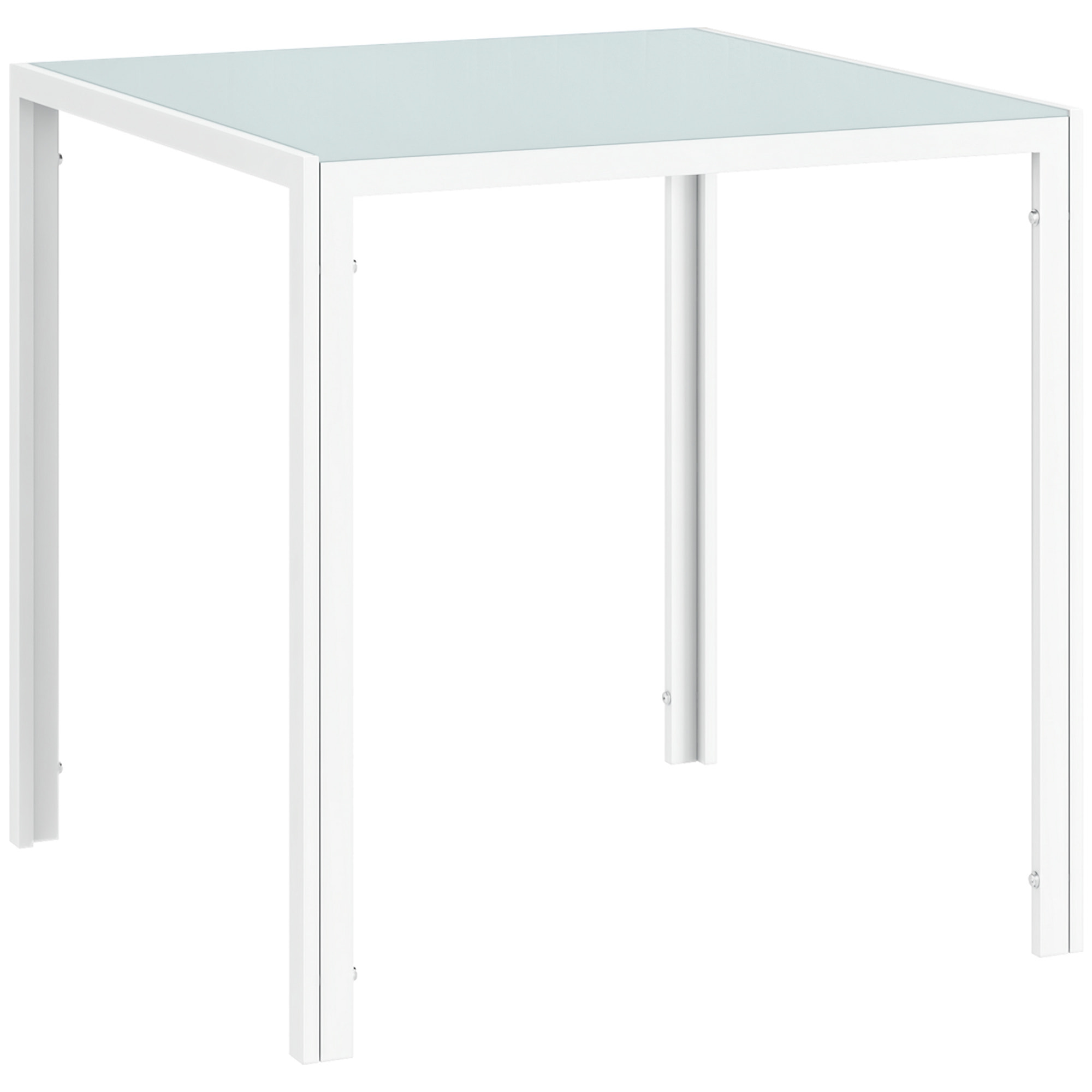 HOMCOM Mesa de Comedor de Cristal, Mesa Cuadrada para 4 Personas con Patas de Metal, para Cocina, Salón, 75x75x75 cm, Blanco