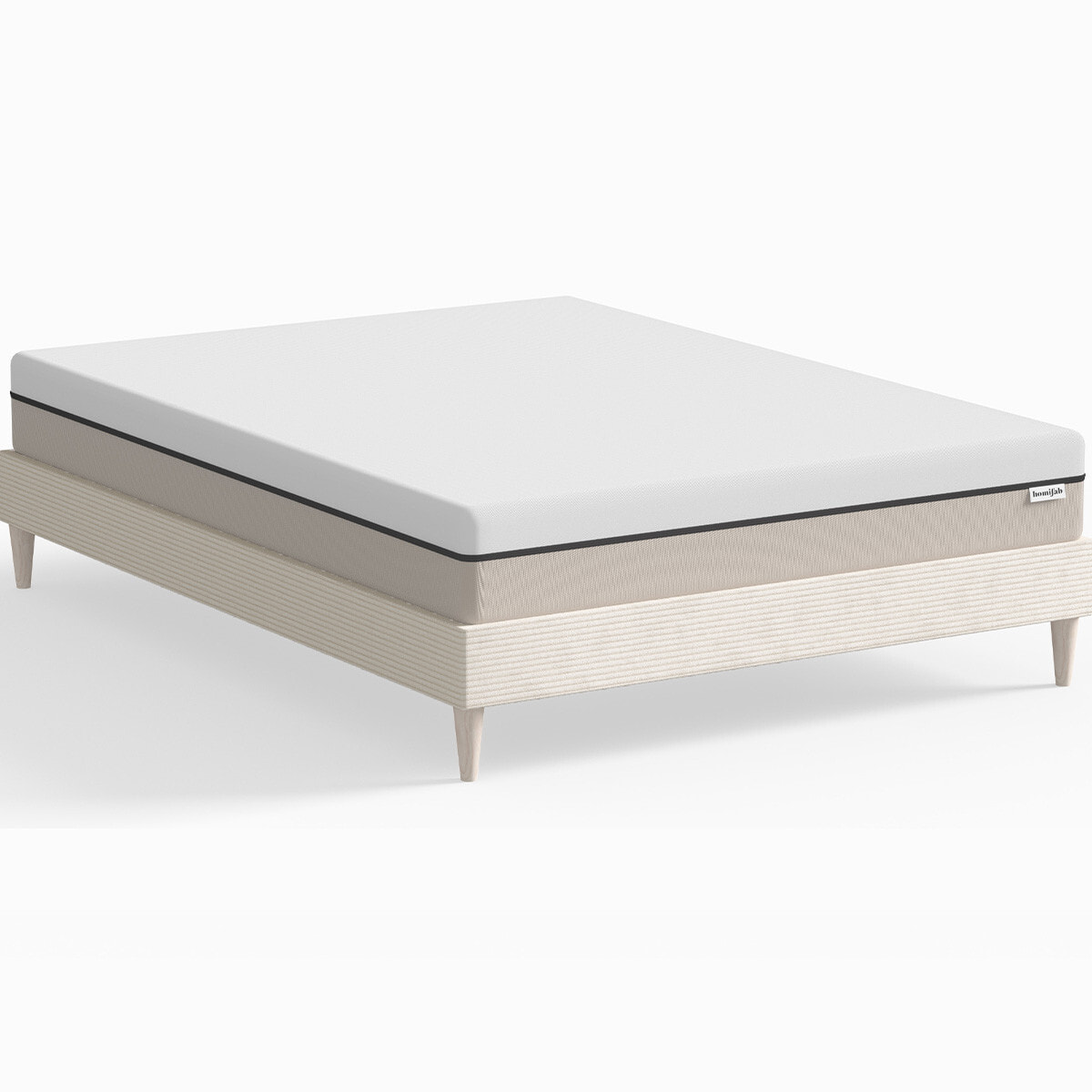 Lit en velours côtelé + Matelas Hybride à ressorts ensachés - DINA & SPRING ELITE
