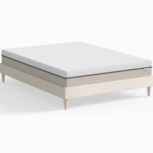 Lit en velours côtelé + Matelas Hybride à ressorts ensachés - DINA & SPRING ELITE