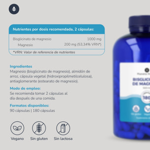 PLANETA HUERTO | Bisglicinato de Magnesio 500 mg 90 Cápsulas - Mineral Esencial para Energía, Relajación y Bienestar General