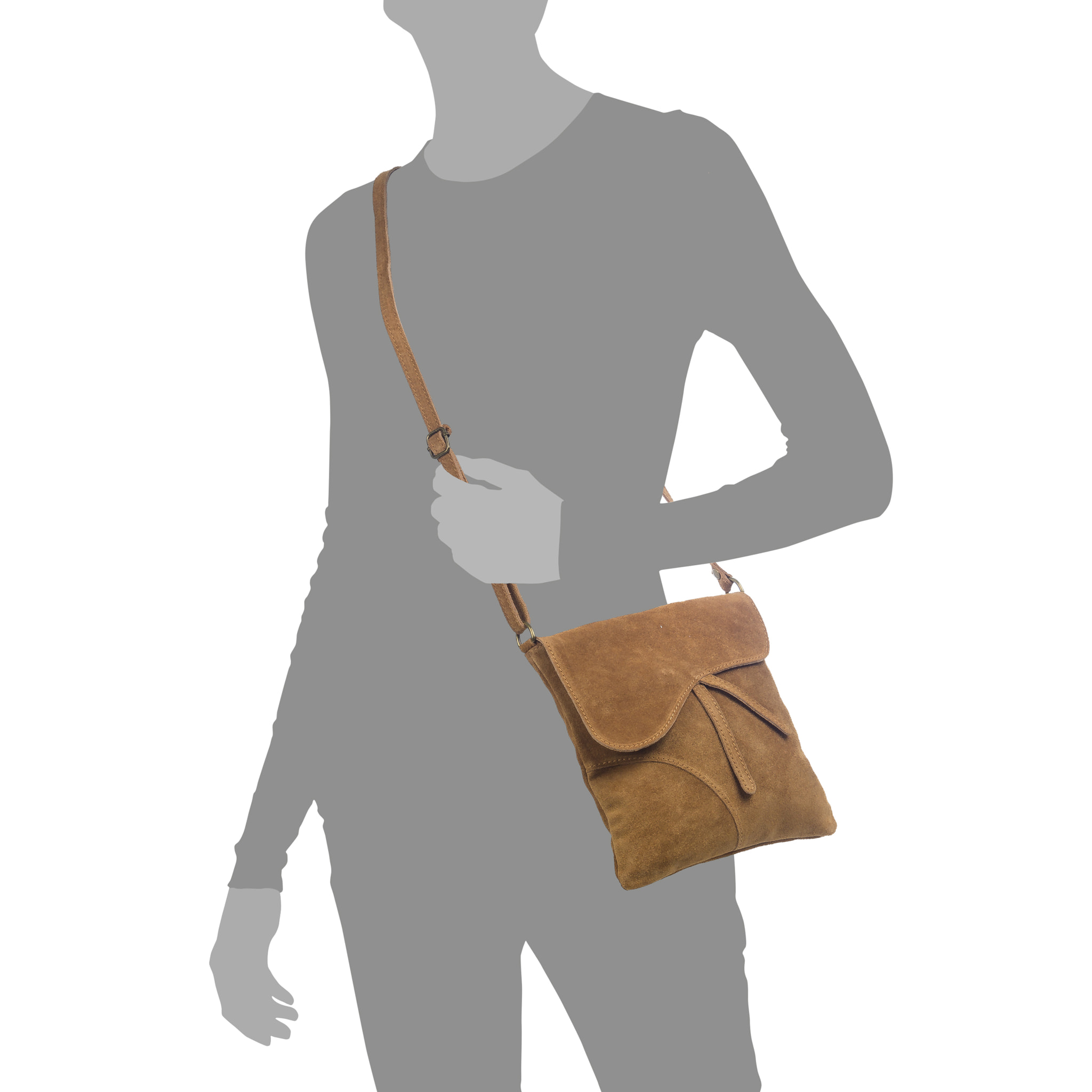 Ulfa Bolso bandolera Mujer.Piel auténtica Gamuza