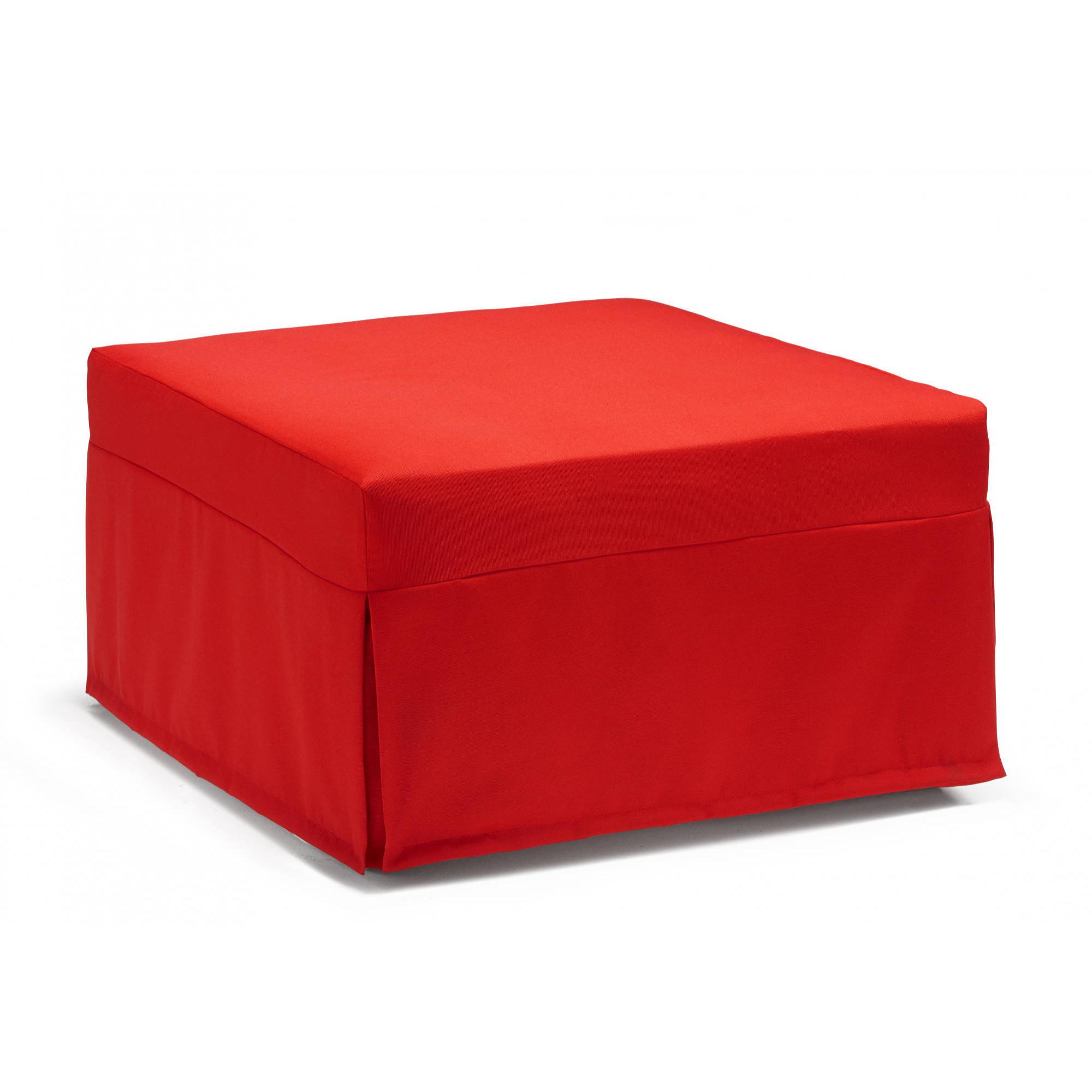 Letto pieghevole Ancilla, Pouf trasformabile in letto singolo, 100% Made in Italy, Pouf in tessuto da soggiorno, Cm 80x80h45, Rosso