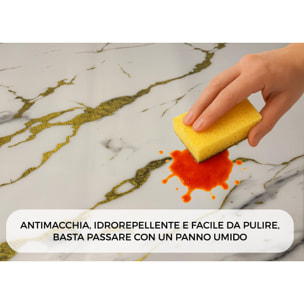 Tovaglia Antimacchia Plastificata Idrorepellente Rotolo Tasgliabile PVC Proteggi Tavolo Crystal Marmo D11 1,55mm