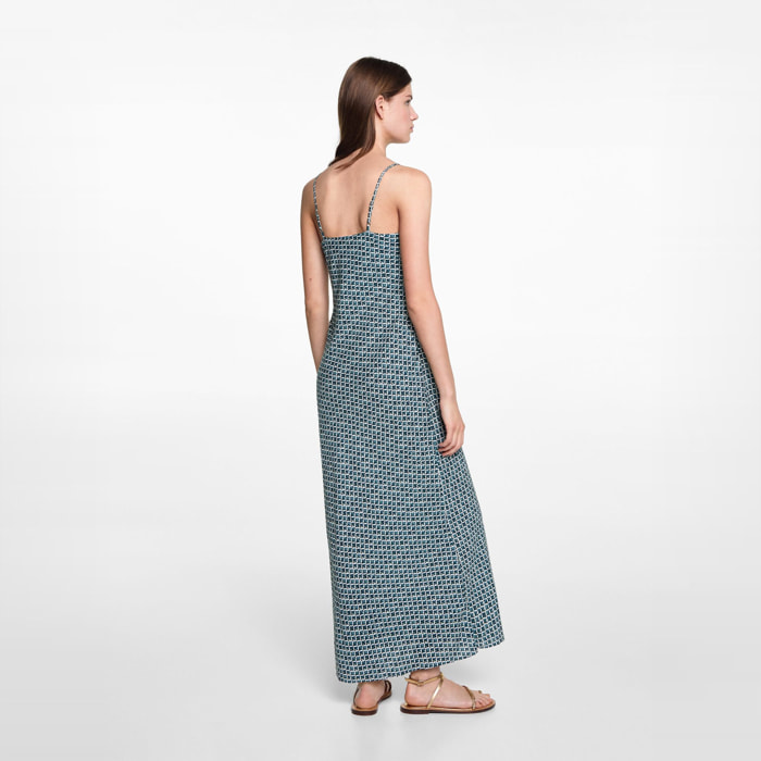 Vestido largo estampado Ronda - azul petróleo