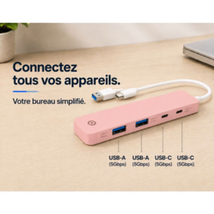 Hub USB C ESSENTIELB 4 en 1 USB-C Rose - Vr