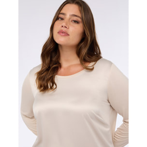 Fiorella Rubino - Camiseta bimatérica de manga larga - Beige