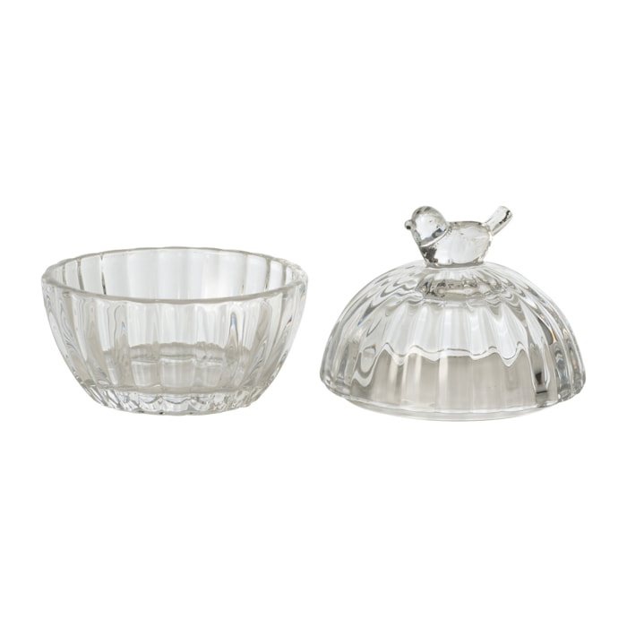 J-Line pot décoratif oiseau - verre transparent - set de 2