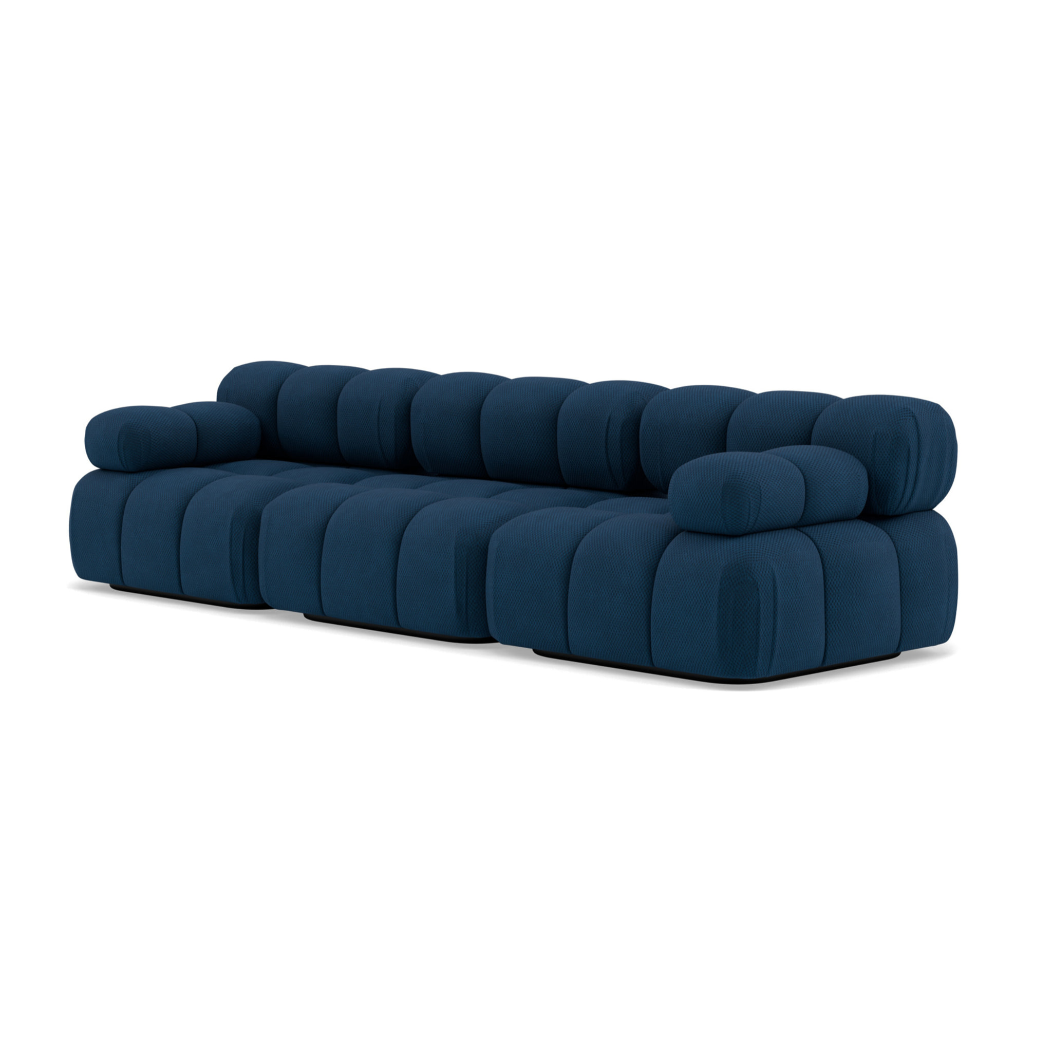 Ruby - canapé droit modulable 3 places en velours texturé - Bleu