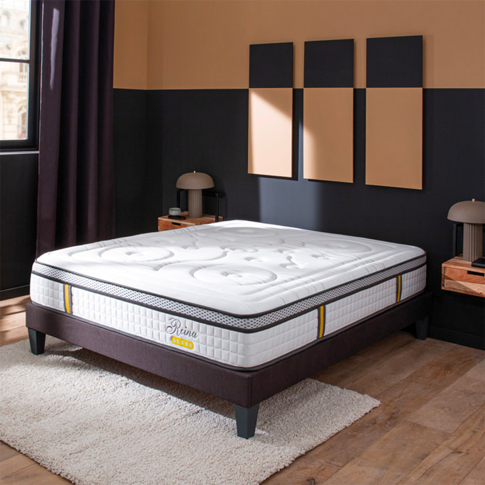 Matelas Hybride Reina 2.0, soutien ferme, 26 cm, mémoire de forme et ressorts ensachés