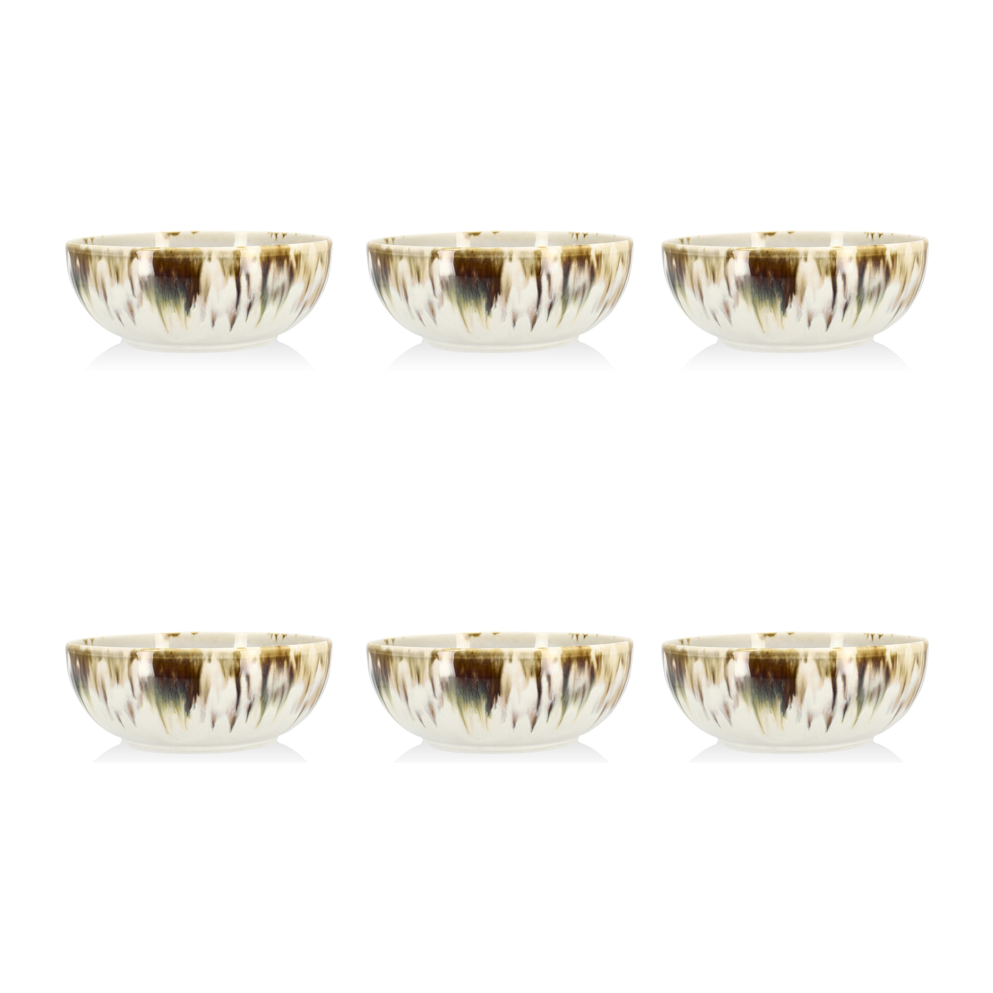 Lot de 6 coupelles abstraites en porcelaine beige 16cm MAKA