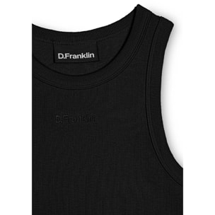 Camiseta Mujer sin Mangas Rib Tank Top Negro