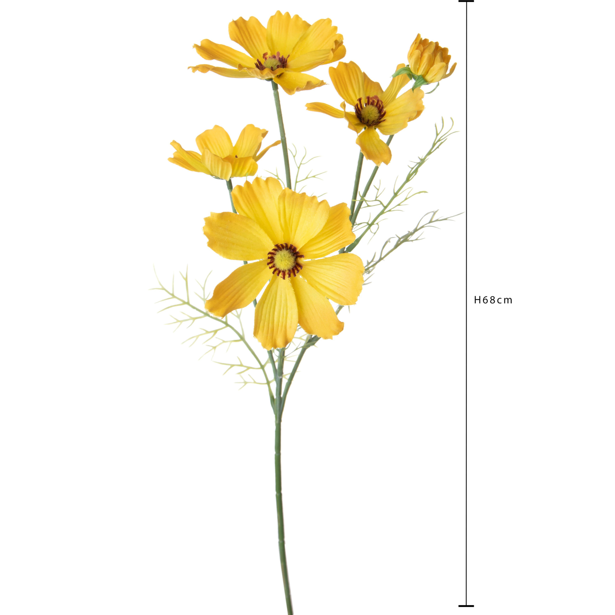 Cosmos In Fiore per 5 altezza 68 Cm - Pezzi 6 - 15X68X14cm - Colore: Giallo - Bianchi Dino - Fiori Artificiali