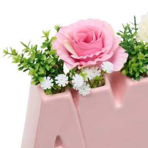 Composition florale "Amour" Fleur de rose H14cm