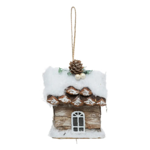 Sujet maison neige 13cm polystyrène assorti