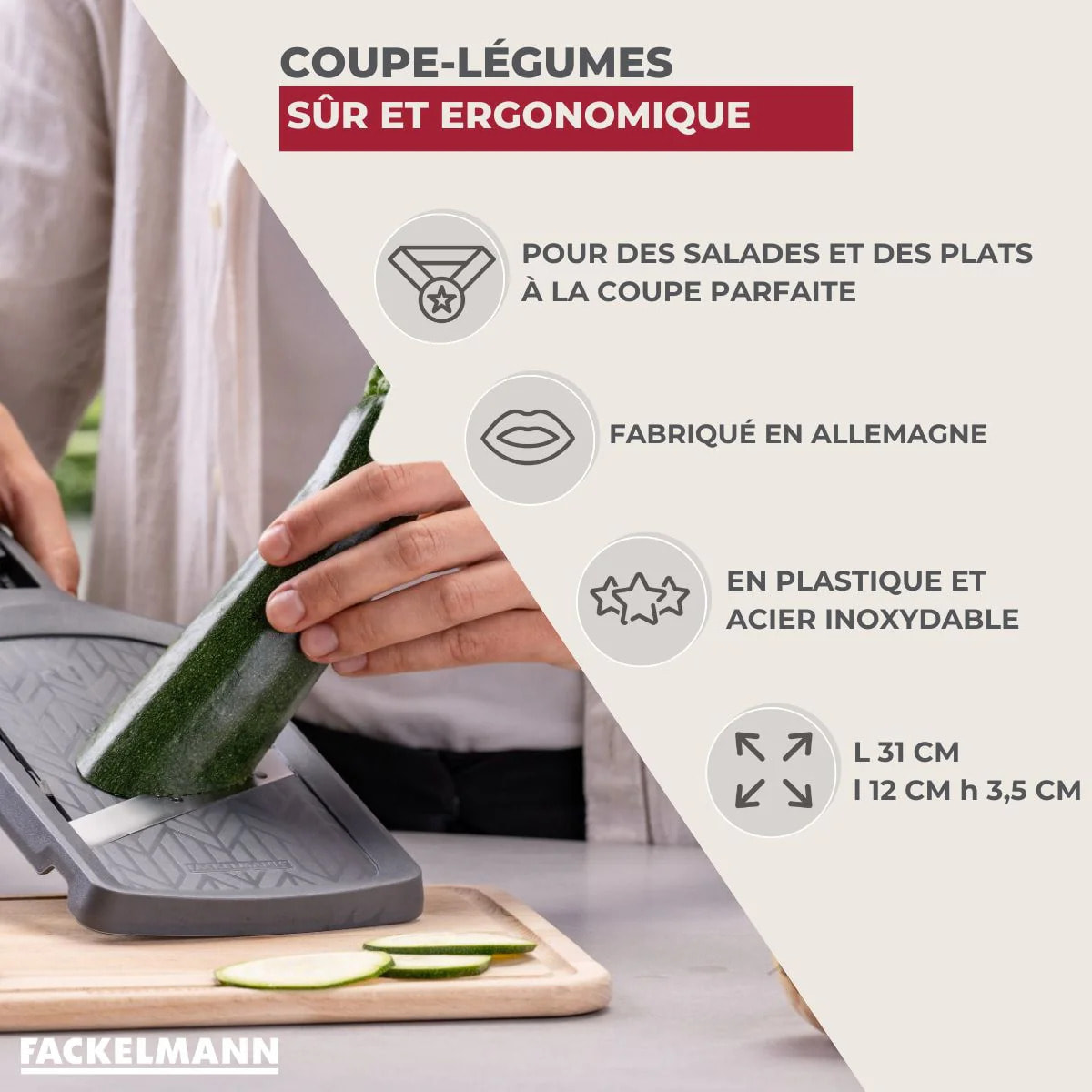 Mandoline réglable 4 hauteurs Fackelmann