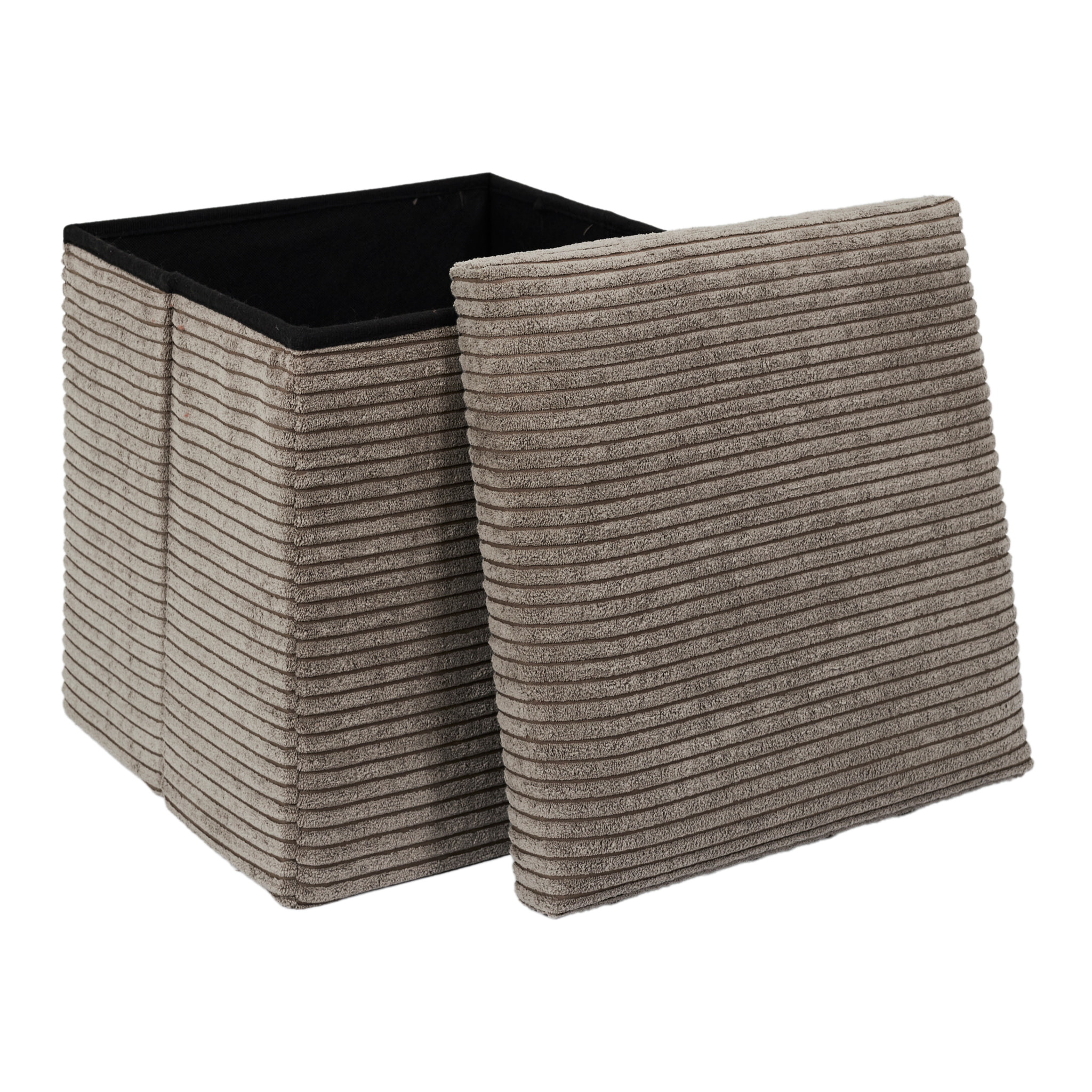 Coffre Pouf Pliable Cotele Scott Taupe