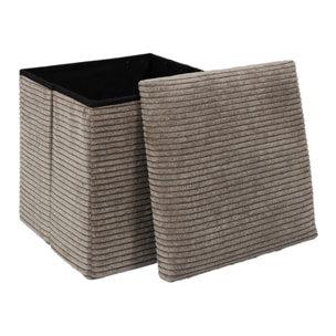 Coffre Pouf Pliable Cotele Scott Taupe