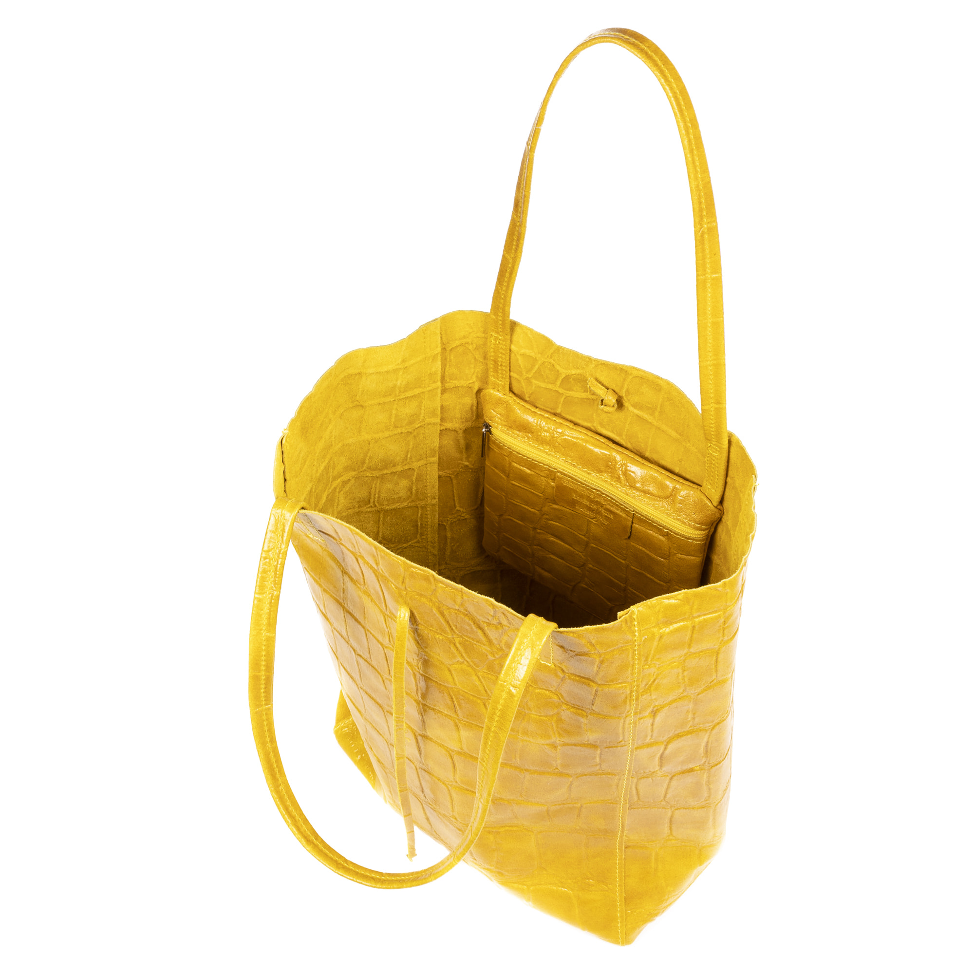 Sefora Borsa Shopper Donna.Pelle autentica Velours Stampa Coccodrillo Grande