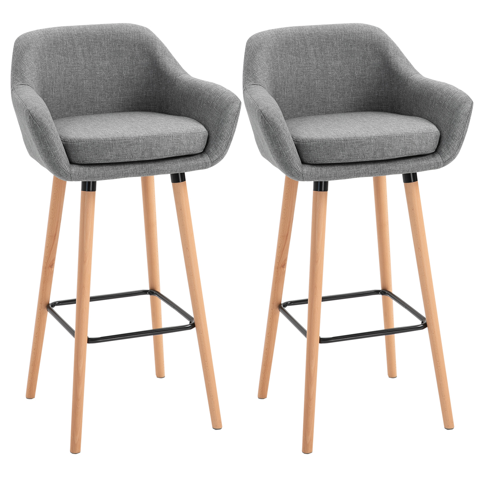 Lot de 2 tabourets de bar – Confortables et élégants – Design scandinave