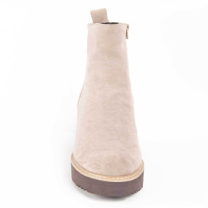 Botín De Cuña - Beige - Altura: 6 Cm