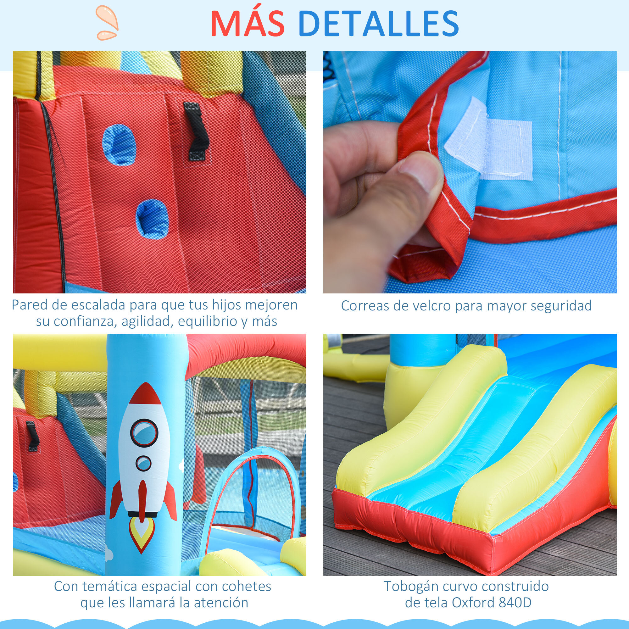 Castillo Hinchable con 2 Toboganes Cama de Salto y Piscina para Niños +3 Años con Inflador y Bolsa de Transporte para Interior Exterior 330x265x185 cm Multicolor