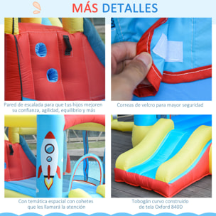 Castillo Hinchable con 2 Toboganes Cama de Salto y Piscina para Niños +3 Años con Inflador y Bolsa de Transporte para Interior Exterior 330x265x185 cm Multicolor