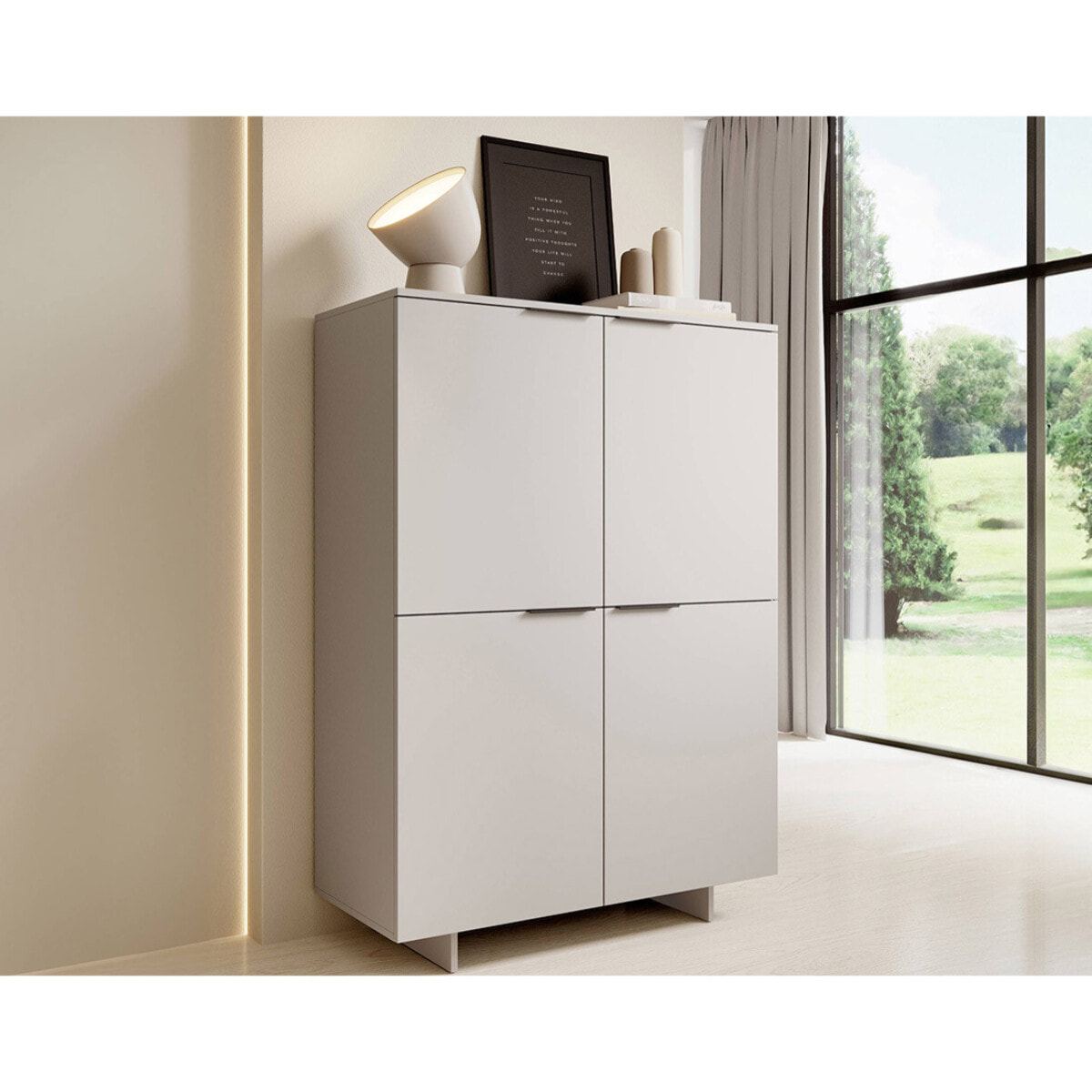 Canterbury - buffet haut - beige - 4 portes -145 cm - Beige