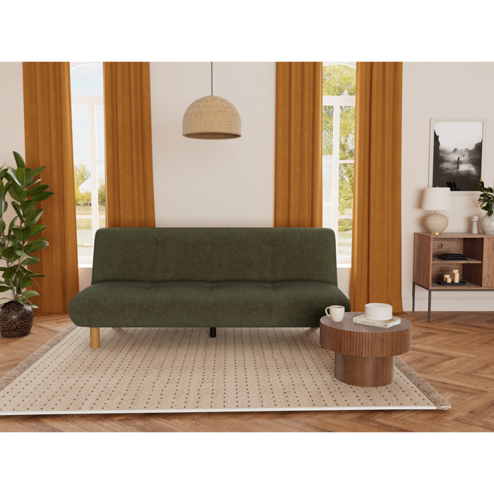 Soan - Banquette 2 places convertible clic-clac en velours texturé - Vert