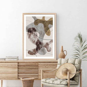 Affiche Organisme abstrait N°1 Affiche + cadre en bois - Chêne