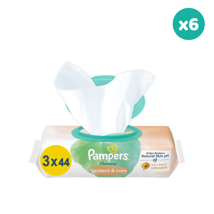 6x132 Lingettes Harmonie Protect & Care - Pampers