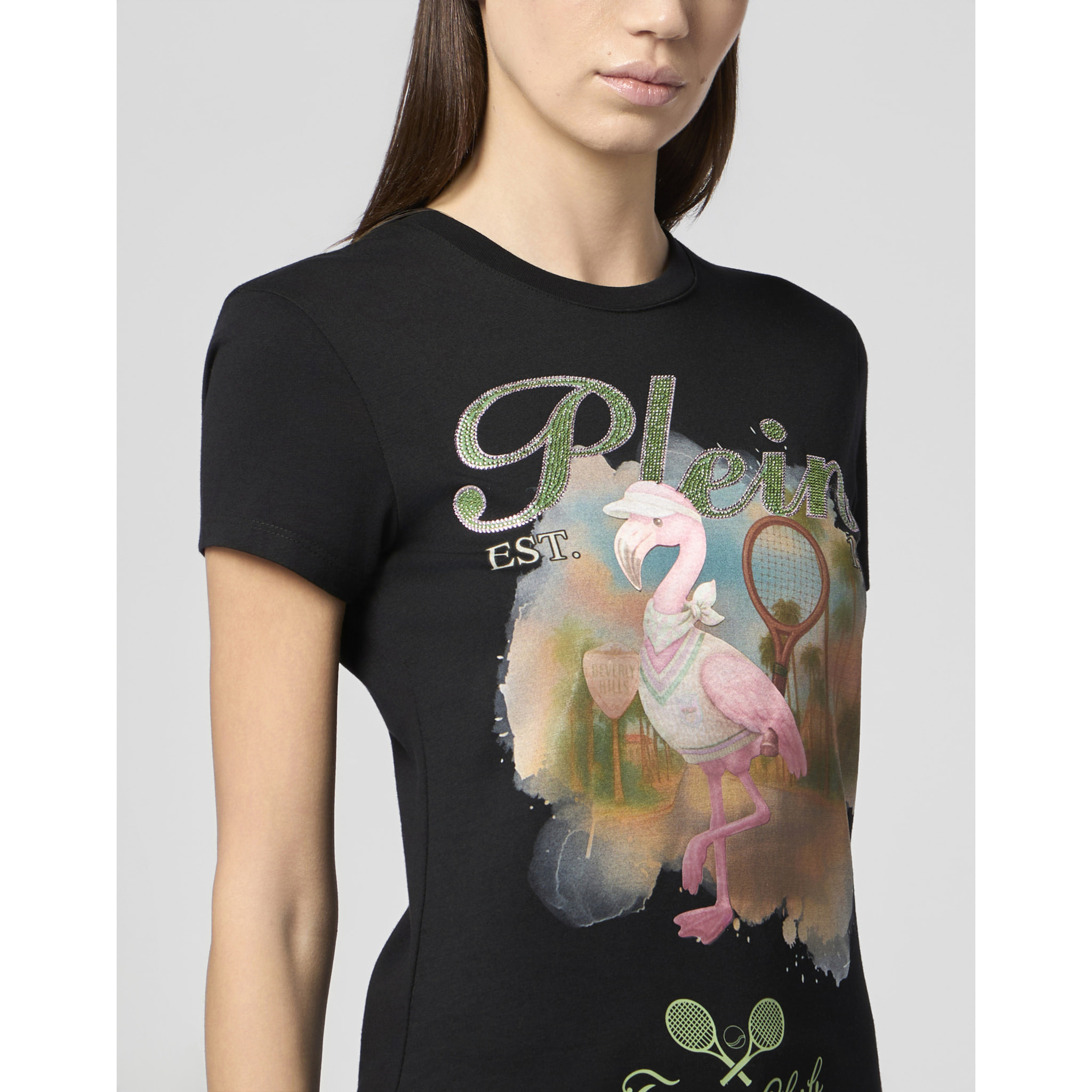 PHILIPP PLEIN Sexy Pure Fit T-Shirt Tennis Club Strass