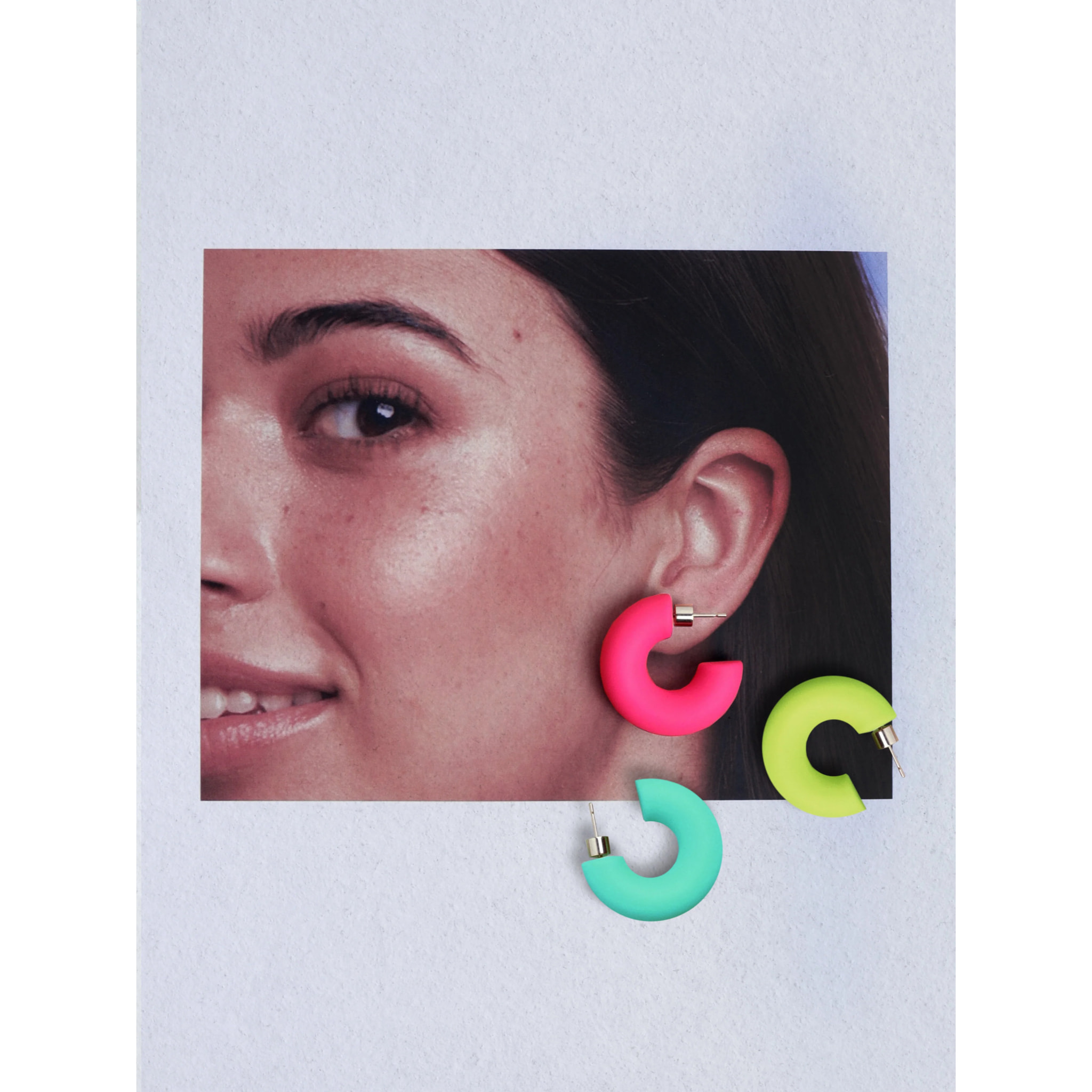 Pendientes Aro Gummy Turquesa Acero