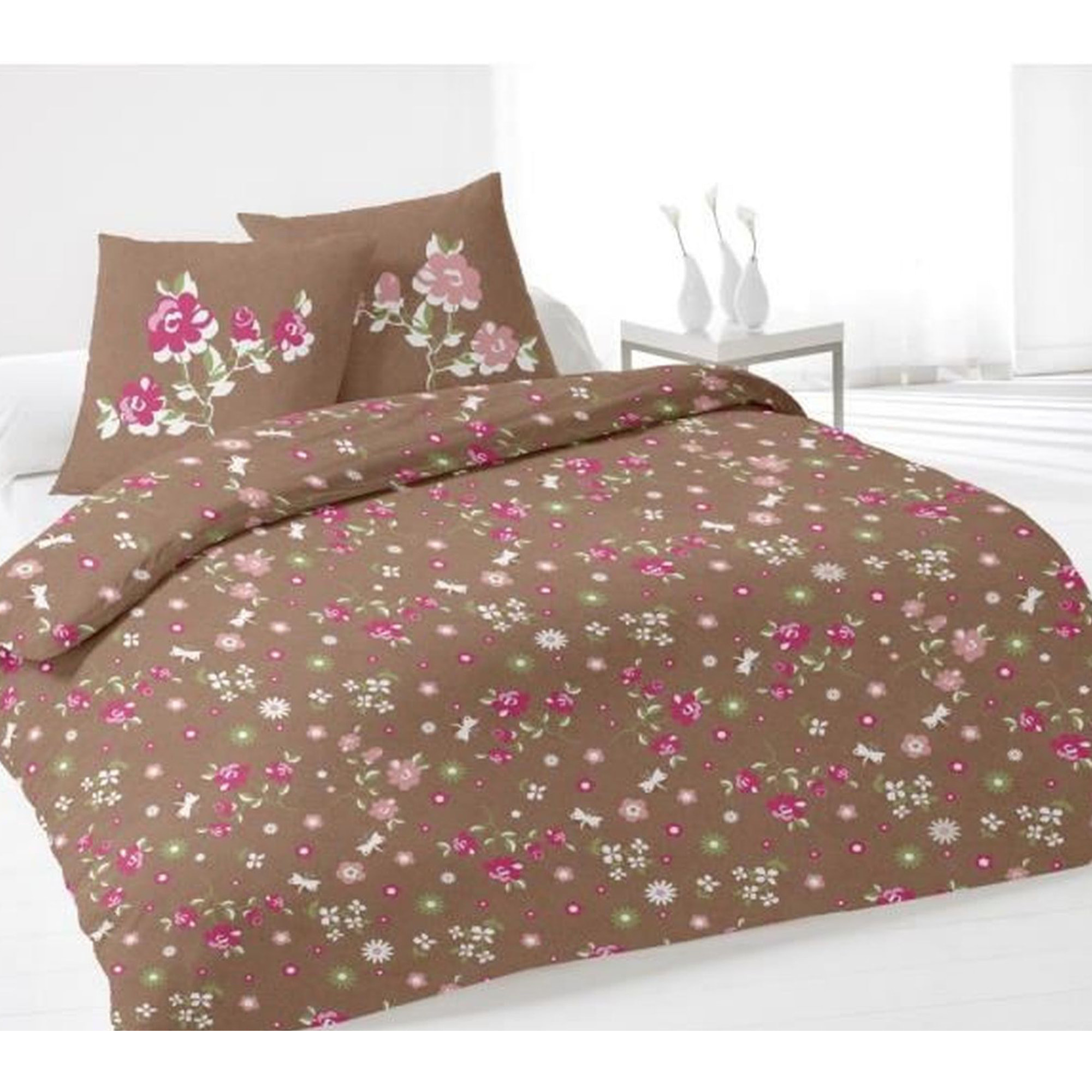 Parure Housse De Couette 3pcs 100% coton 52fils Lea Taupe