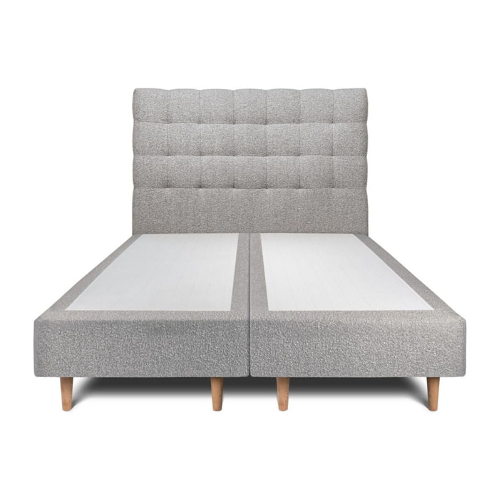 Lit avec tête de lit capitonnée bouclette et sommier tapissier Ep20