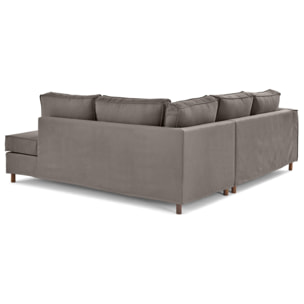 Jake - canapé déhoussable d'angle droit 5 places en tissu - Gris