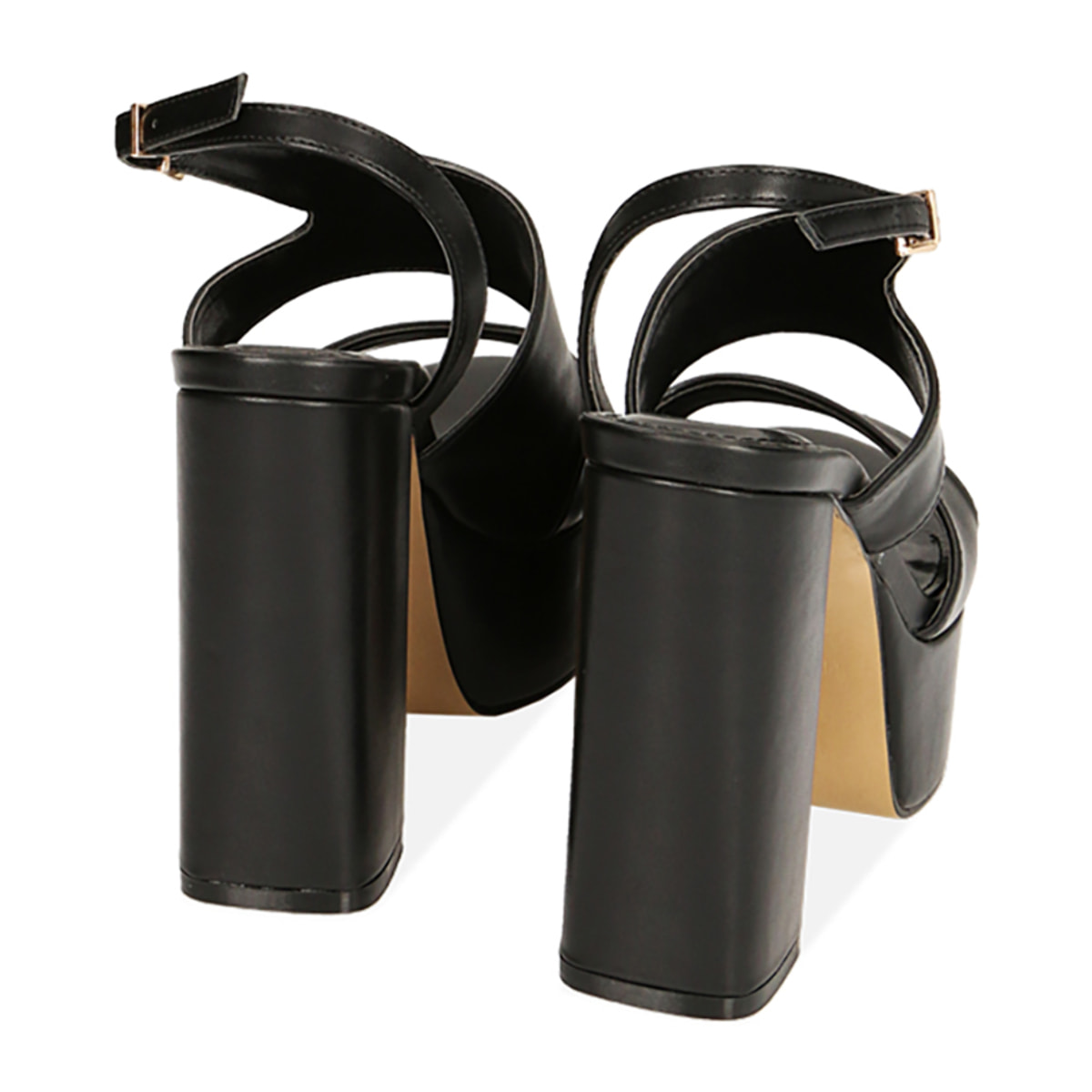 Sandalias negras con plataforma y tacón de 12 cm.