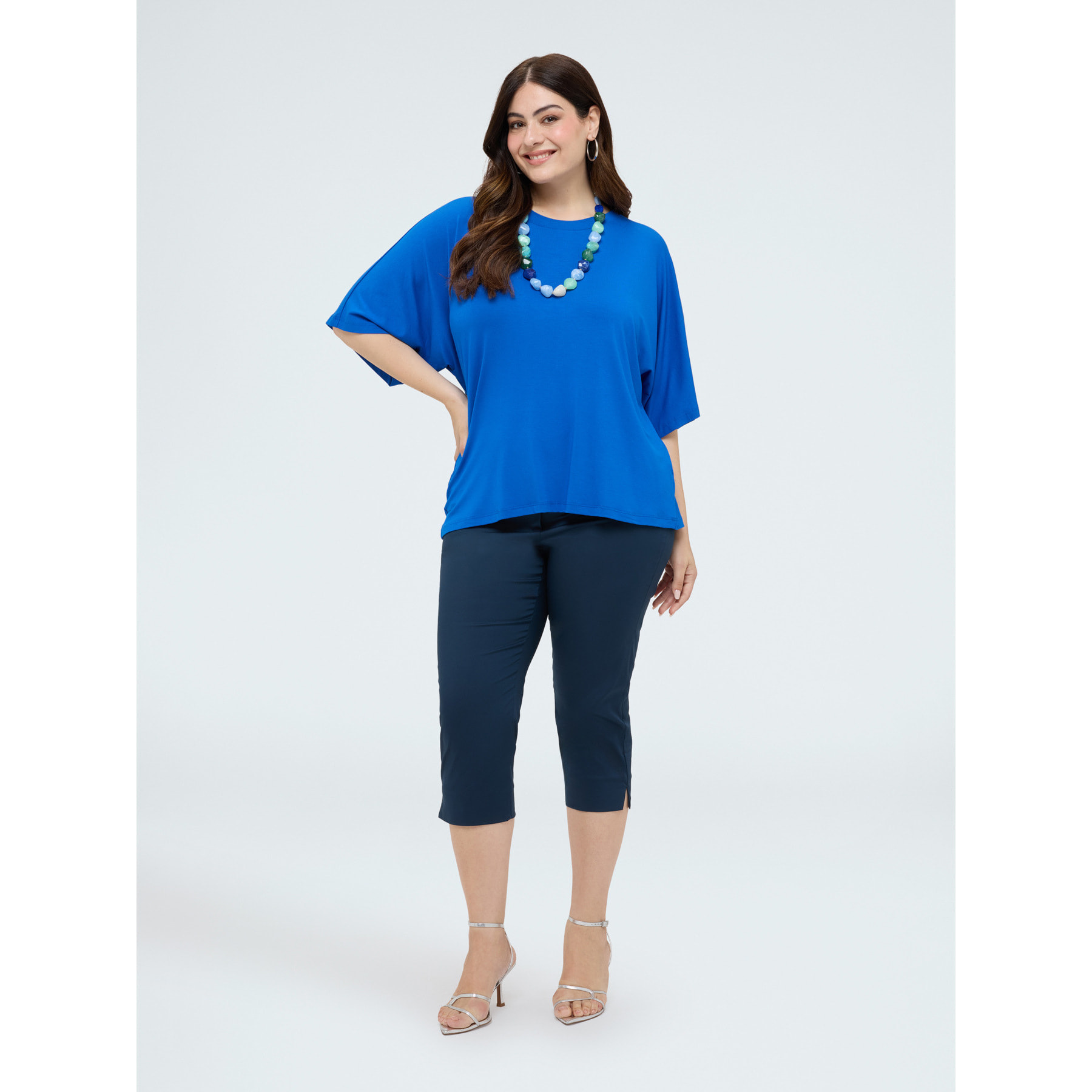 Fiorella Rubino - T-shirt in jersey con cut-out - Bluette