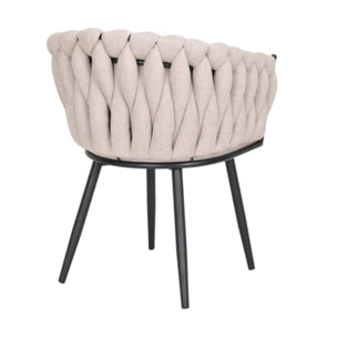 Chaise en tissu beige avec accoudoirs et pieds en métal - MELODIE 2