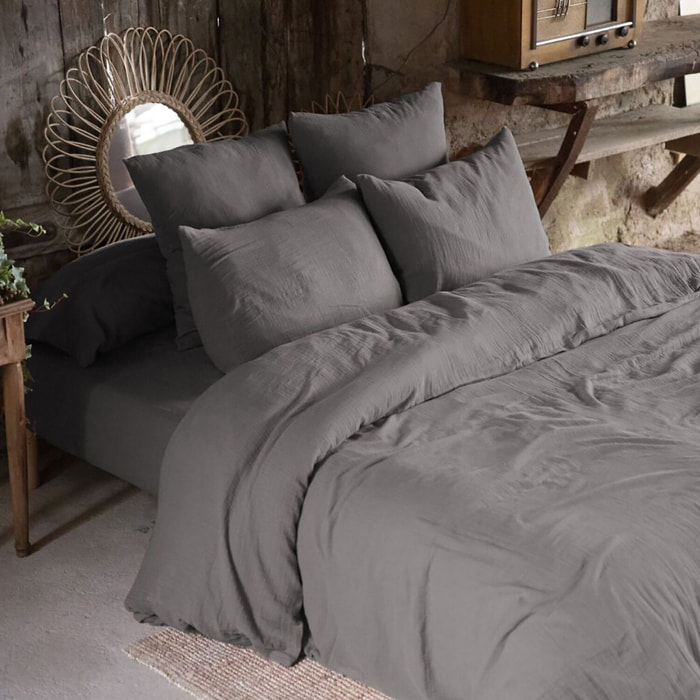 Housse De Couette 100% gaze De Coton Granit