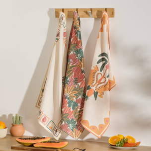 Lot de 3 torchons Tropical 70x45cm en coton