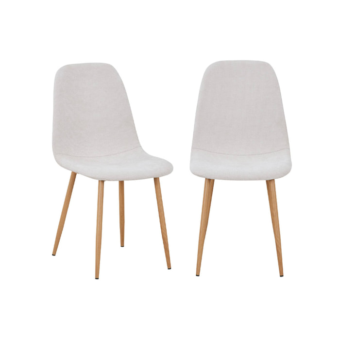 Chaise décor bois et tissu (lot de 2) VERA